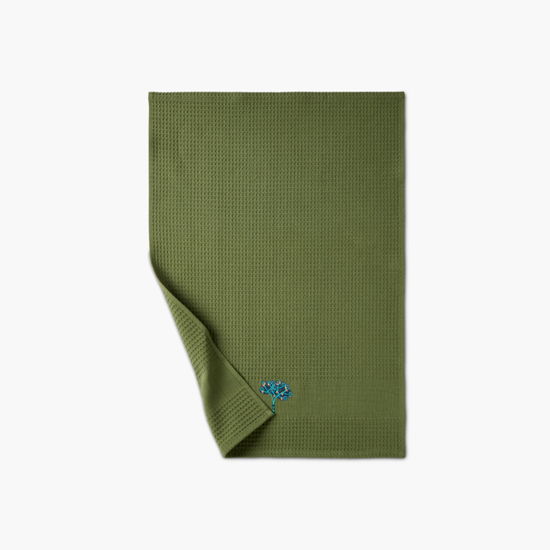 Torchon coton nid d'abeille Volupté kaki