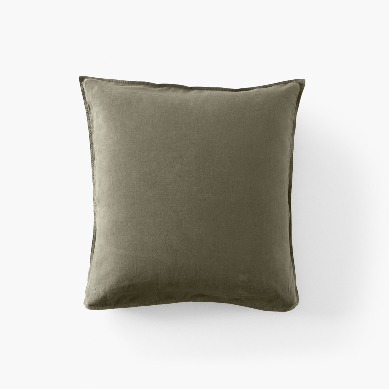 Taie d'oreiller carrée lin et coton lavé Songe bocage