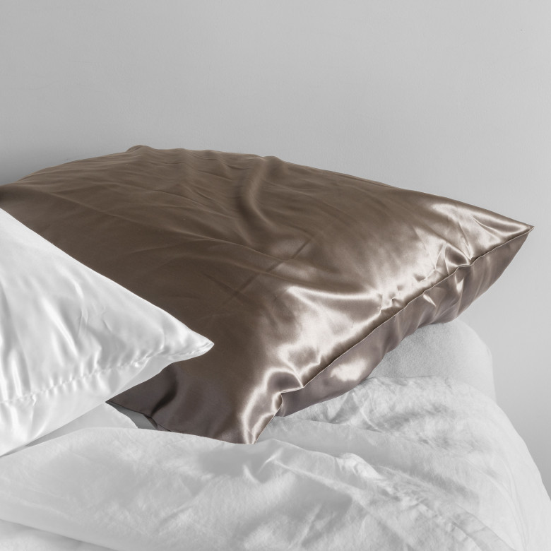 Taie d'oreiller rectangulaire soie de mûrier Beauté vison