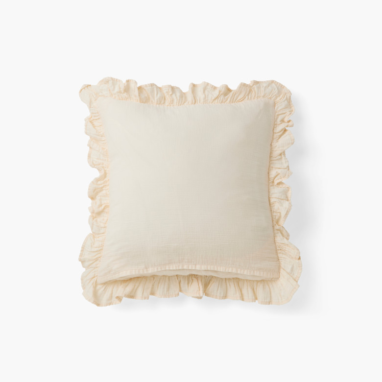 Housse de coussin gaze de coton Zabelia vanille