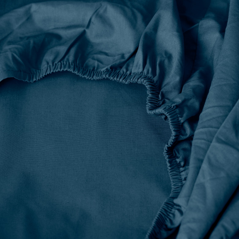 Drap housse percale de coton Neo bleu prusse