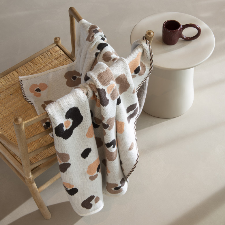 Plaid coton maille jacquard Ysée