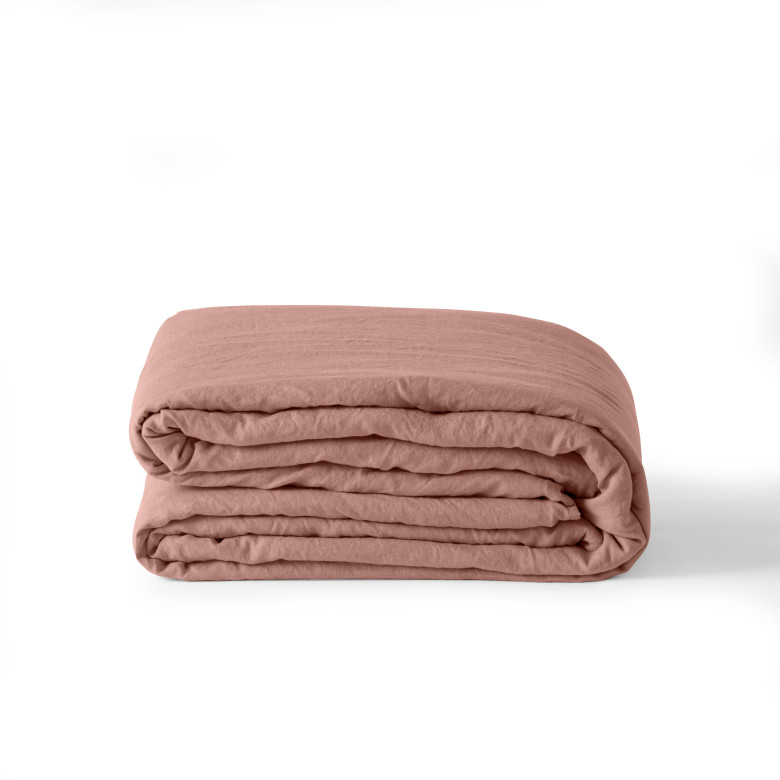 Housse de couette lin et coton lavé Songe rose cendré
