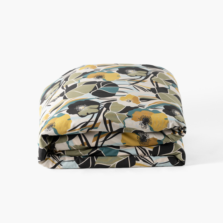 Housse de couette percale de coton Neo ficelle floral