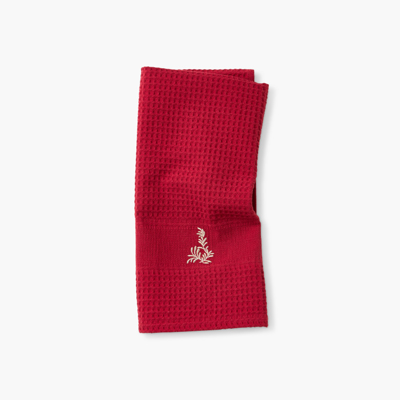 Torchon coton nid d'abeille Veillée burgundy