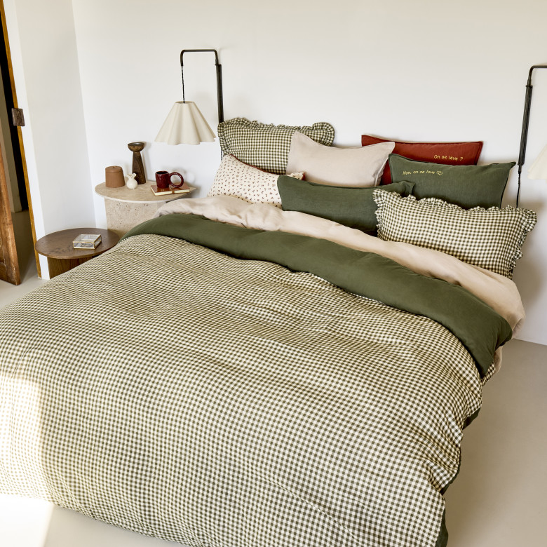 Housse de couette gaze de coton Abelia bocage vichy