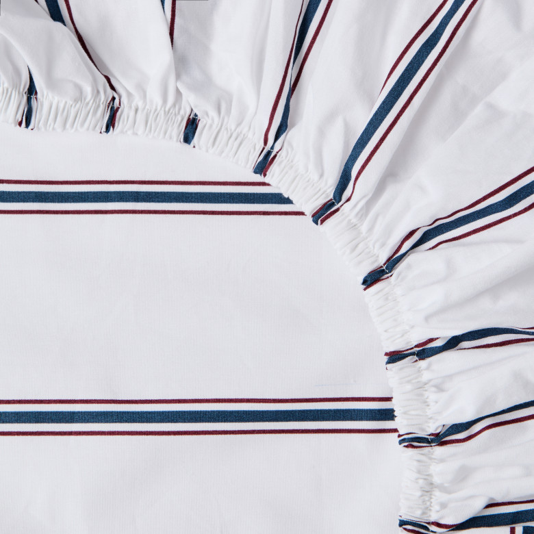 Drap housse coton Neo marine rayure