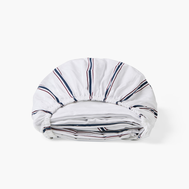Drap housse coton Neo marine rayure