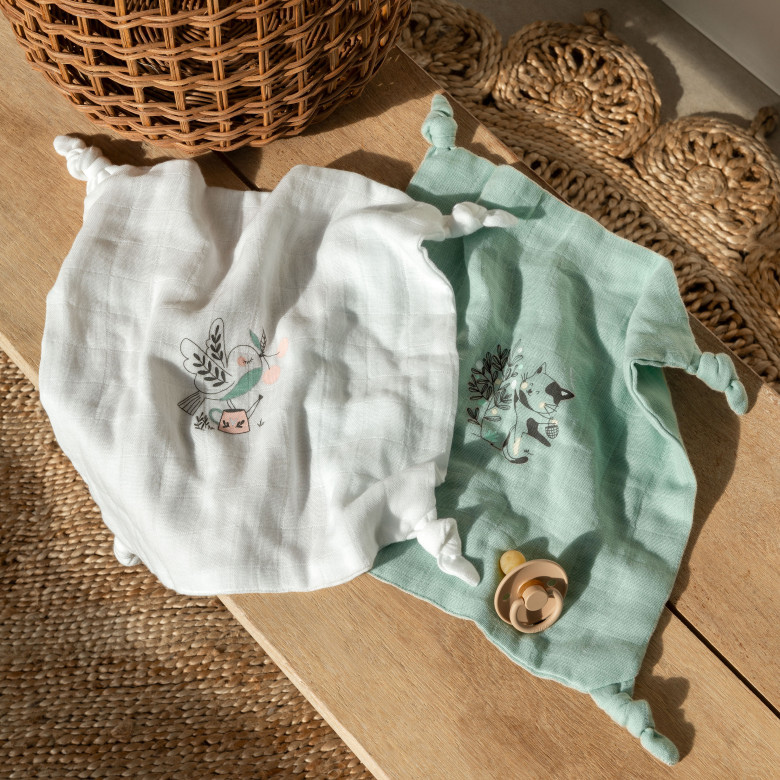 Doudou coton bio Jardine blanc