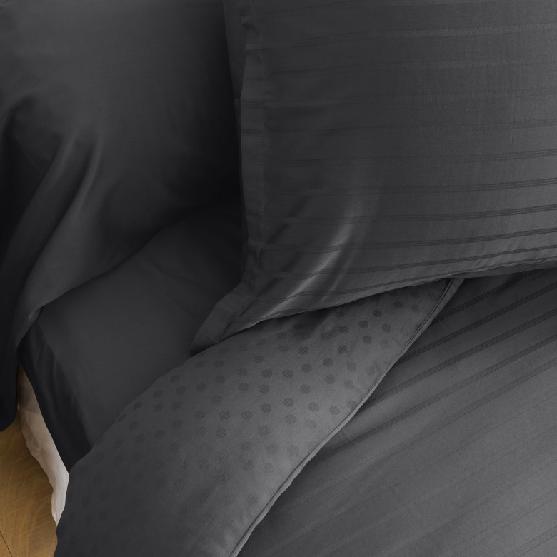 Drap housse satin de coton uni Prestige noir