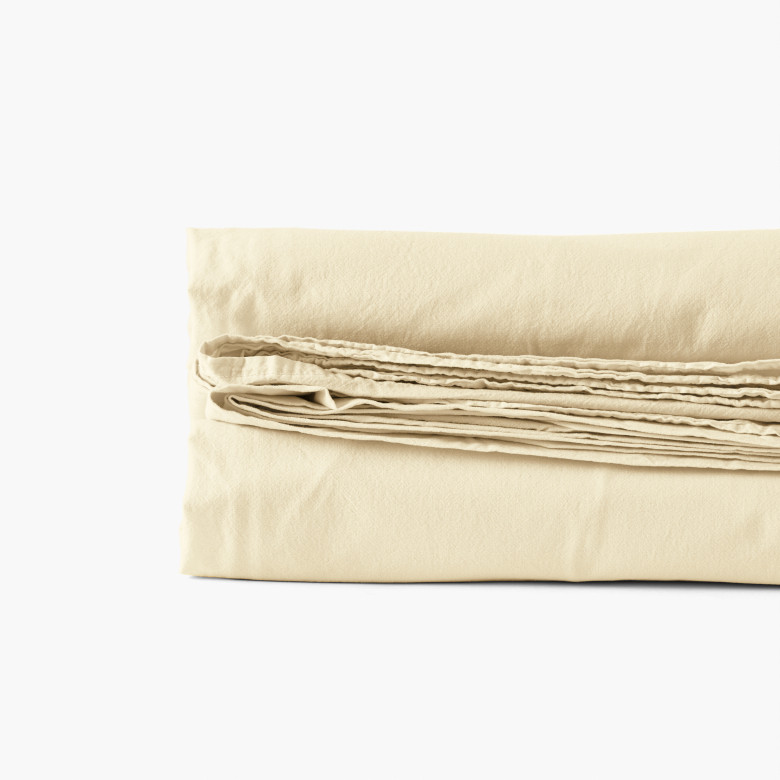 Drap de lit coton lavé bio Souffle jaune pastel