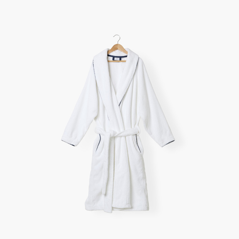 Peignoir mixte Sasha Blanc et marine coton