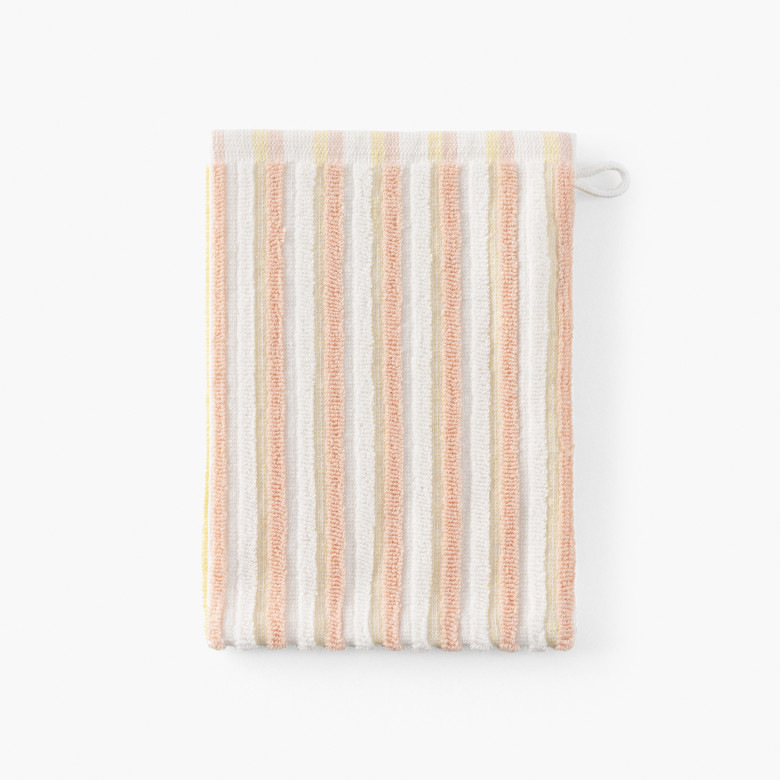 Gant de toilette coton double face Combo pêche et jaune