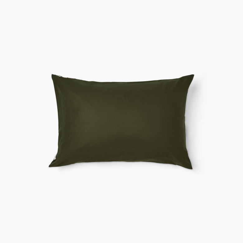 Taie d'oreiller rectangulaire coton Neo kaki myrtille