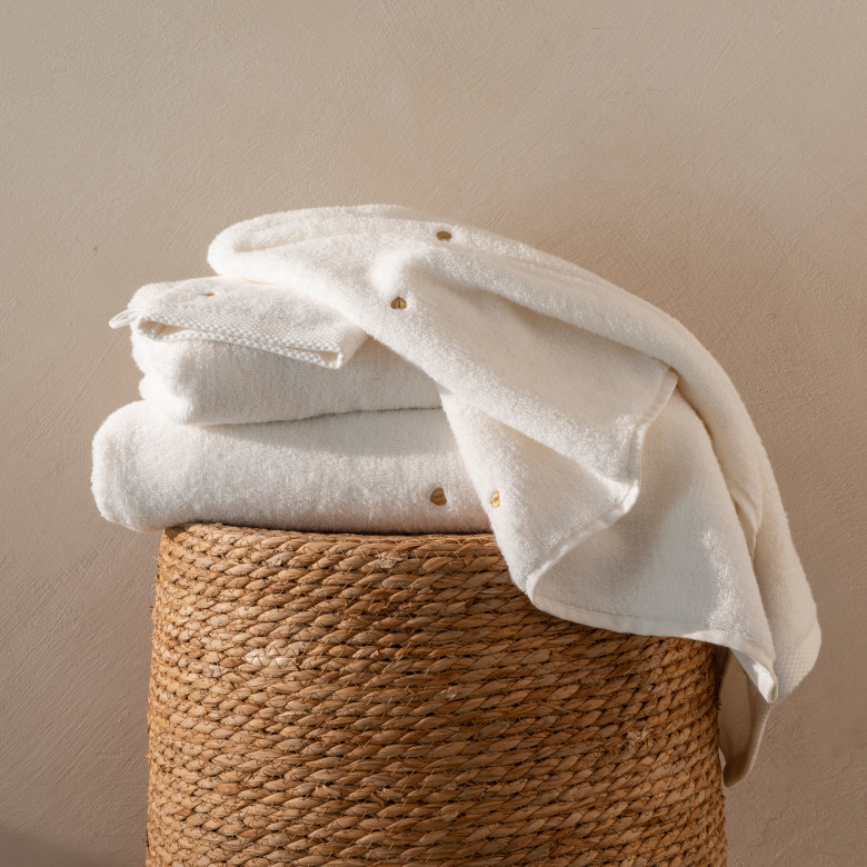 Drap de bain coton Zéphire ivoire coeur
