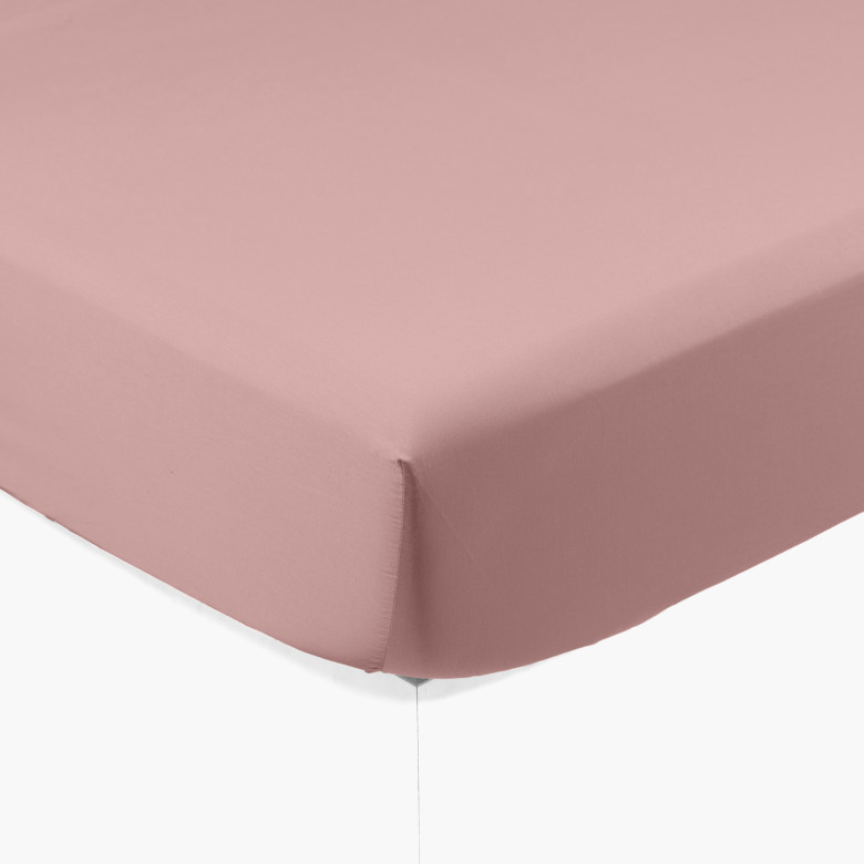 Drap housse satin de coton lavé bio Quartz blush