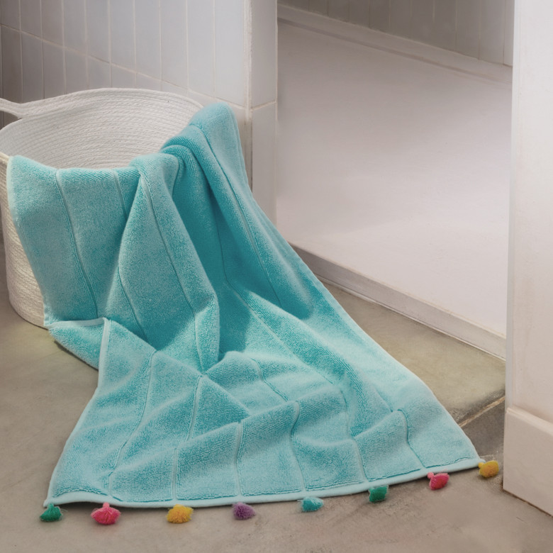 Tapis de bain coton et viscose de bambou Demi Lune lagon