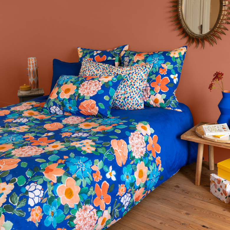 Housse de couette réversible pur coton Mijas floral