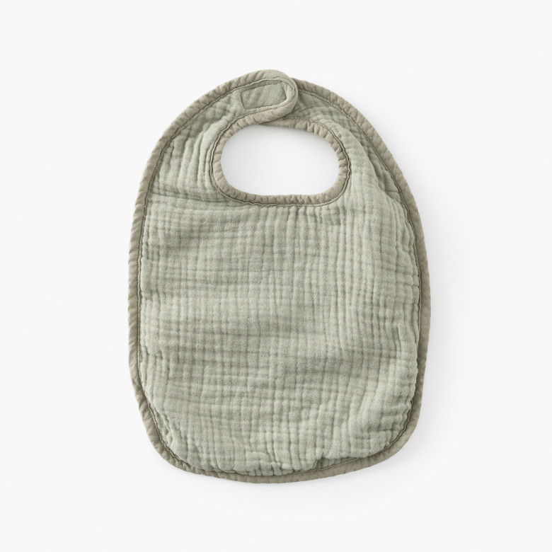 Bavoir double face coton et gaze de coton Lino sauge