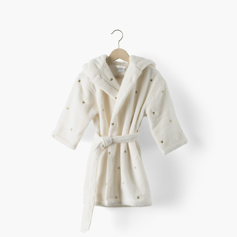 Peignoir enfant coton Zéphire ivoire coeur