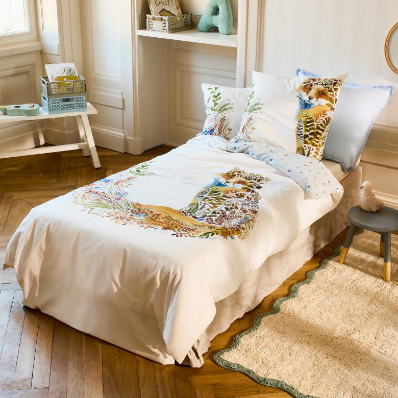 Housse de couette coton bio réversible Vulpini enfant