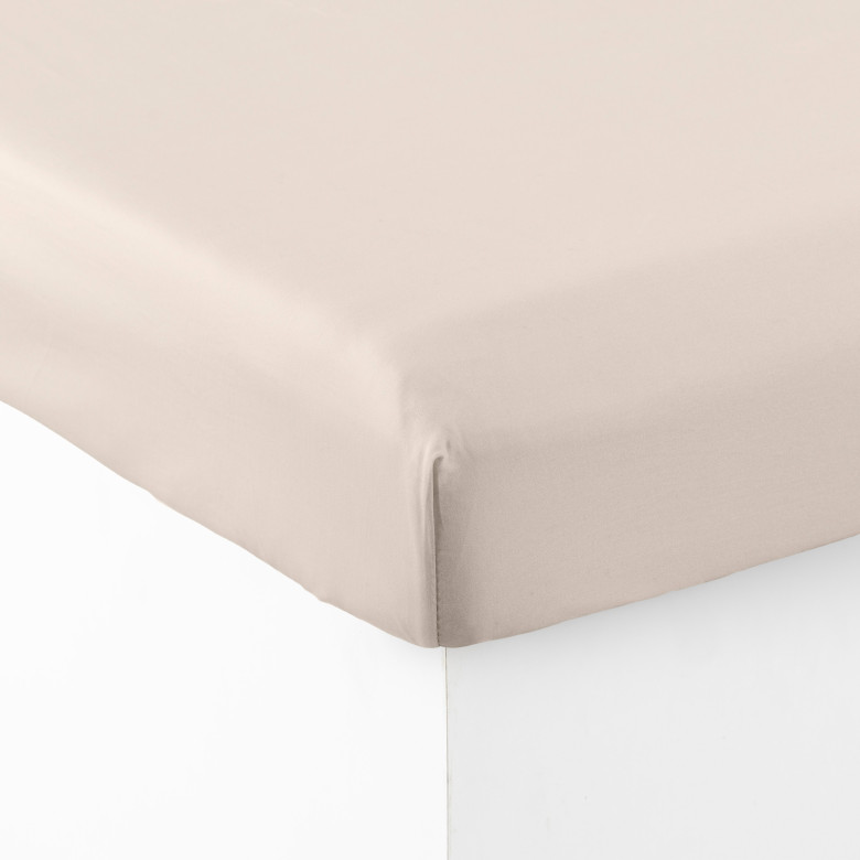 Drap housse satin de coton lavé bio Quartz dune