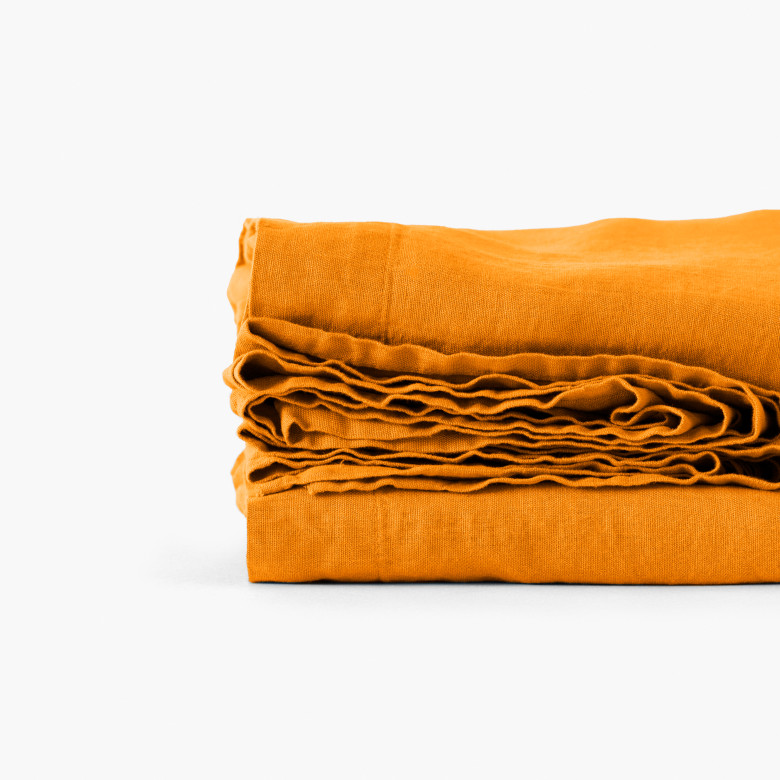 Drap de lit lin lavé Songe curcuma