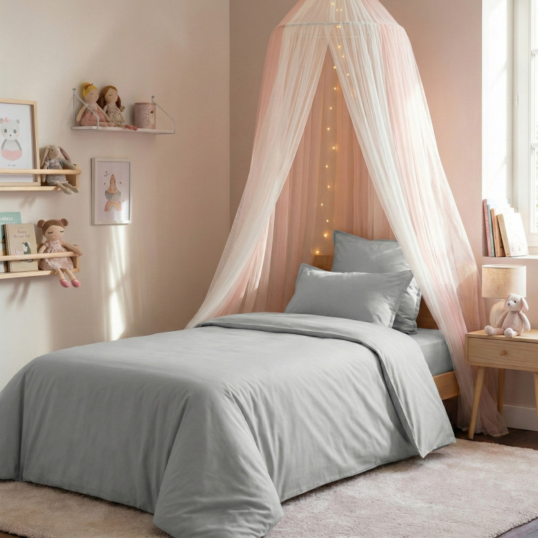 Housse de couette coton enfant Neo gris