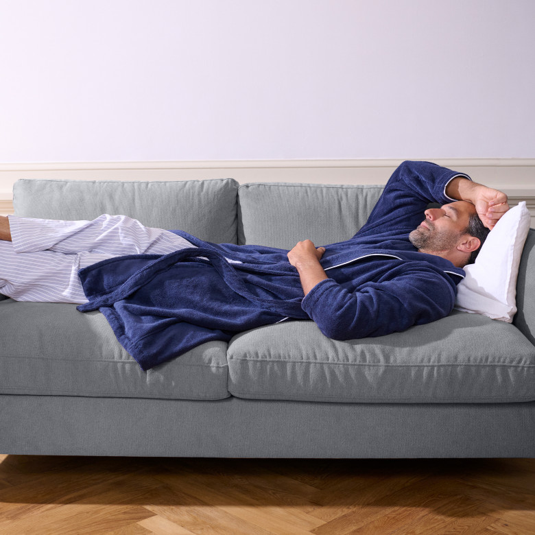 Peignoir mixte Sasha Marine et blanc coton