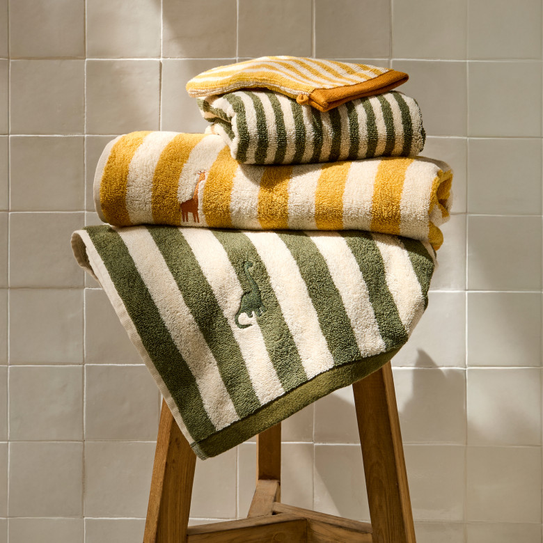 Serviette de toilette coton Elie kaki