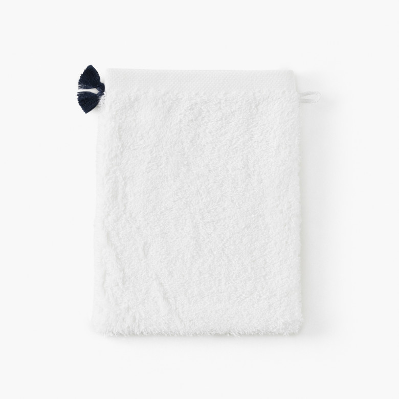 Gant de toilette coton et viscose de bambou Demi Lune blanc