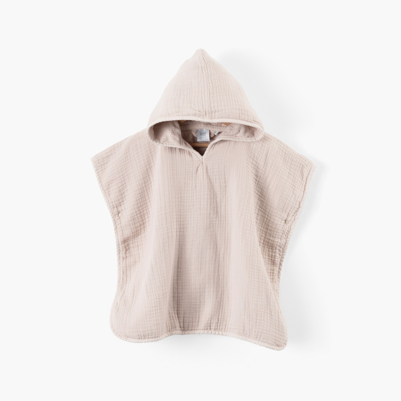 Poncho double face coton et gaze de coton Lino lin