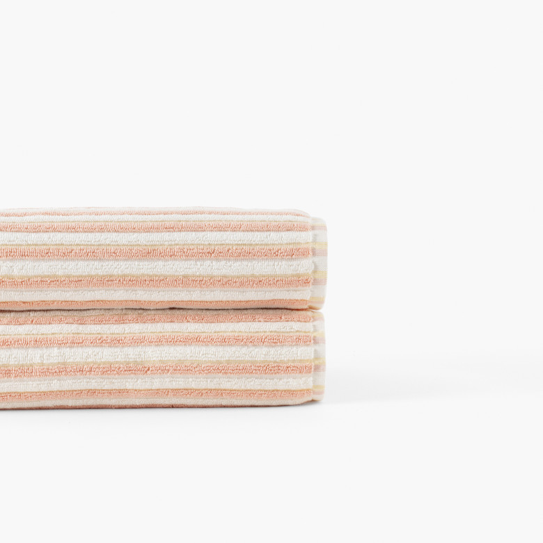 Drap de bain coton double face Combo pêche et jaune