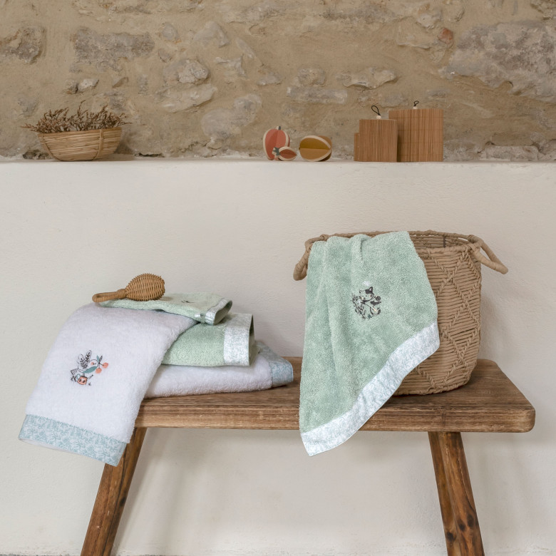 Serviette de toilette coton bio Jardine amande