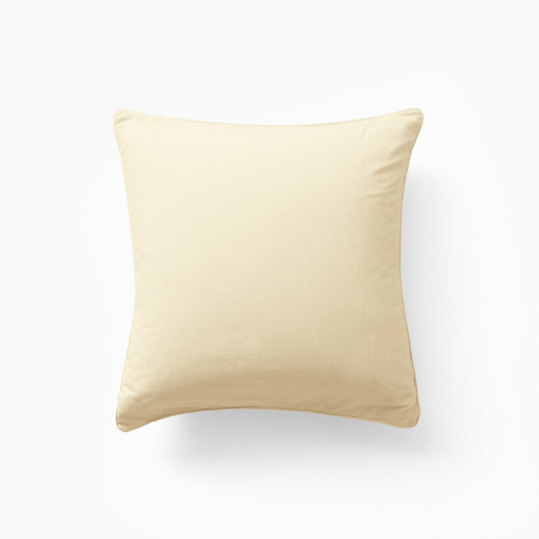 Taie d'oreiller carrée coton lavé bio Souffle jaune pastel