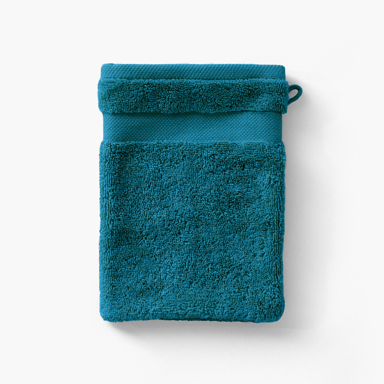 Gant de toilette coton Lola II bleu paon