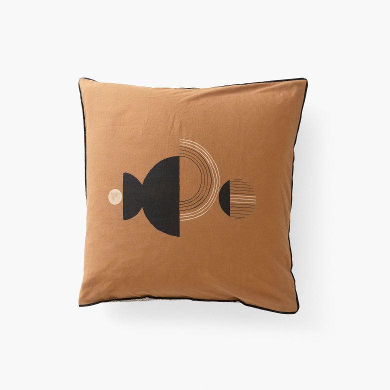 Taie d'oreiller carrée lin et coton lavé Eclipse