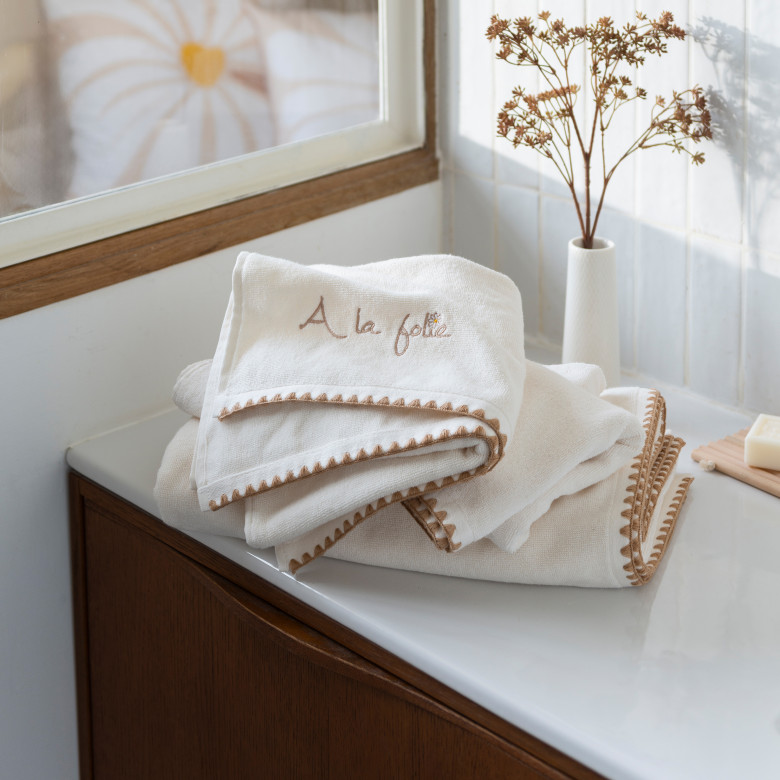 Drap de bain coton bio À la folie ivoire