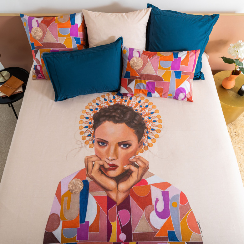 Housse de couette réversible percale de coton Rosangela