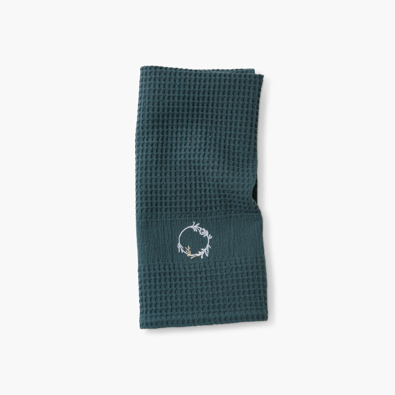 Torchon coton nid d'abeille Veillée anthracite