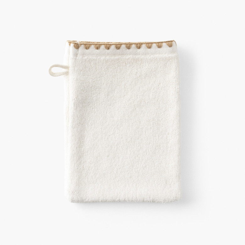 Gant de toilette coton bio À la folie ivoire