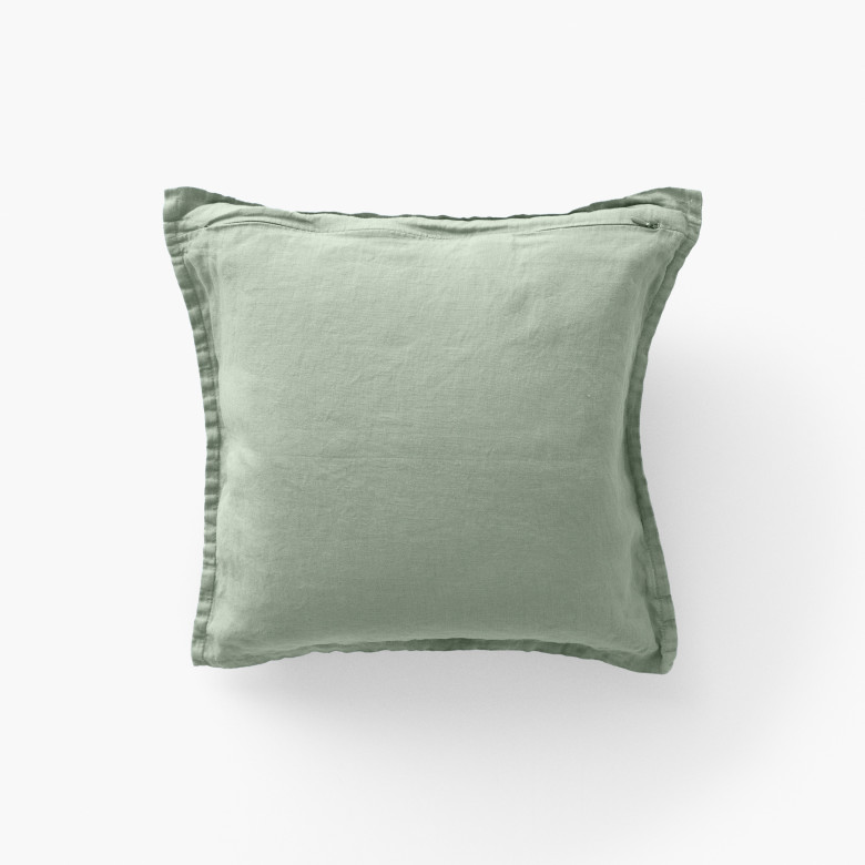 Housse de coussin lin lavé Songe eucalyptus