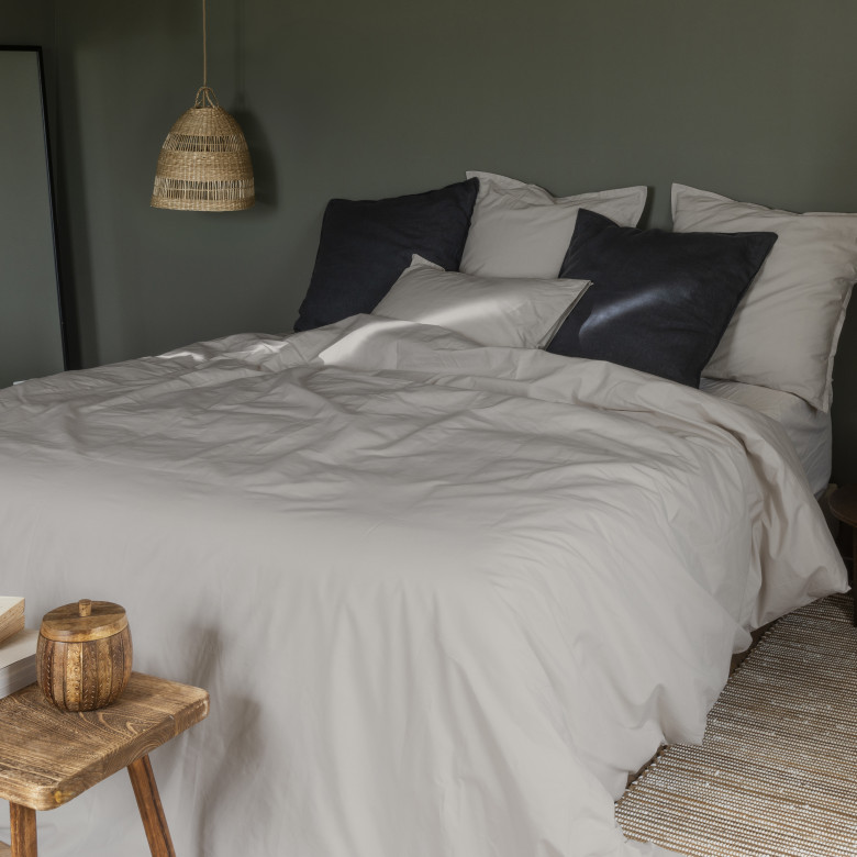 Housse de couette percale de coton Neo ficelle