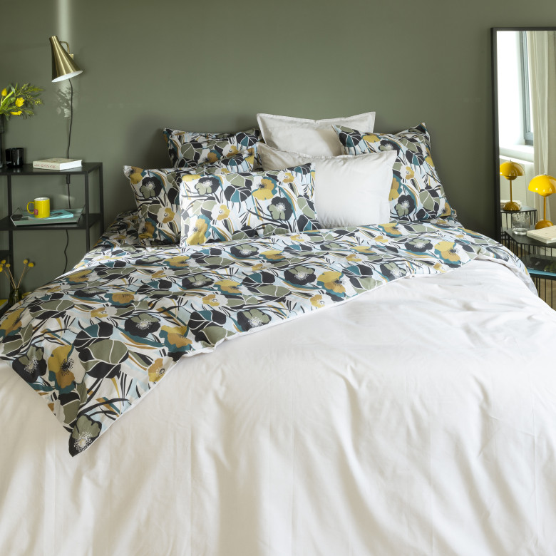 Housse de couette percale de coton Neo ficelle floral
