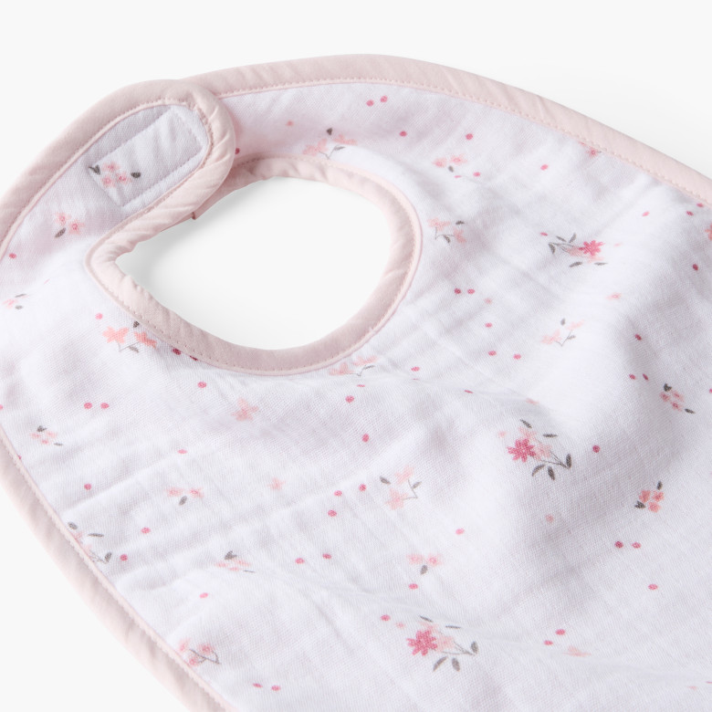 Bavoir double face coton et gaze de coton Lino nude