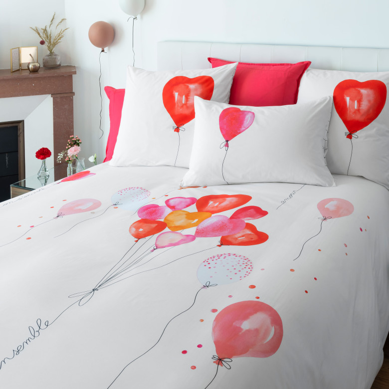 Housse de couette réversible percale de coton Monamour ballon