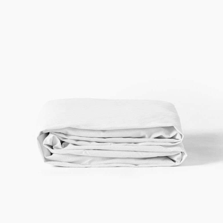 Drap housse en pur coton lavé biologique Souffle blanc