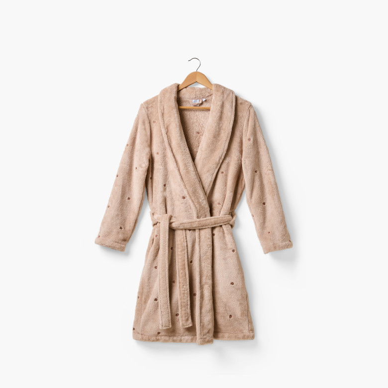 Robe de chambre polaire femme Zéphire pralin coeur