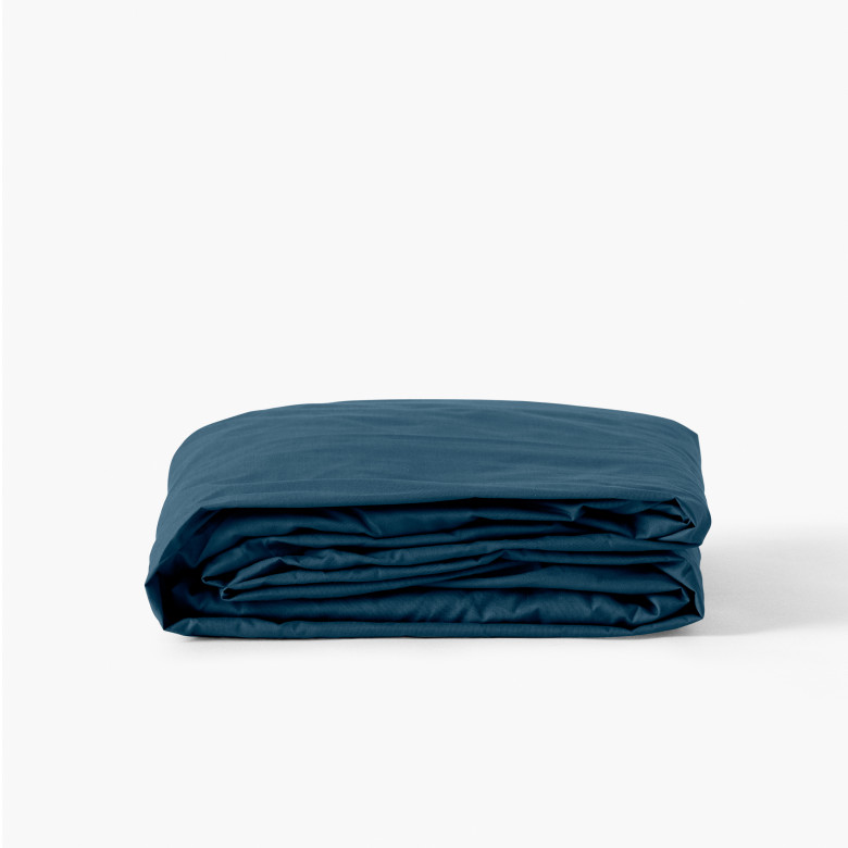 Drap housse percale de coton Neo bleu prusse