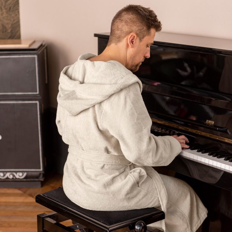 Peignoir homme à capuche uni coton biologique Osmose naturel